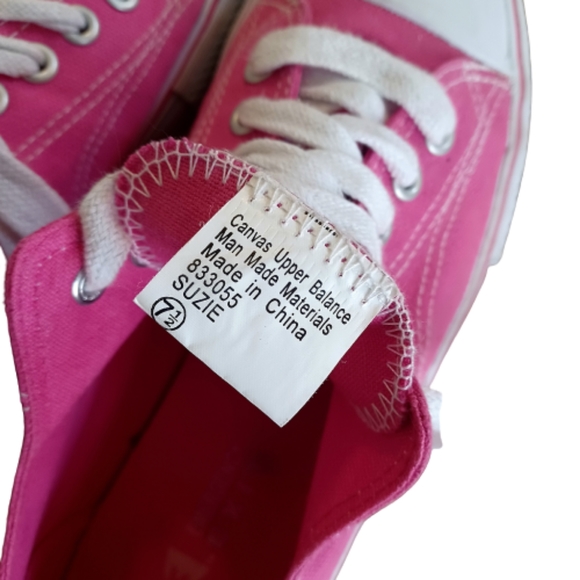 Bright Pink Canvas Low Tops - Picture 6 of 7